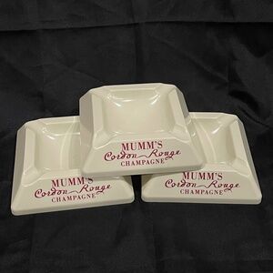(3) Vintage MUMM'S Cordon Rouge Champagne Ashtrays - New Old Stock